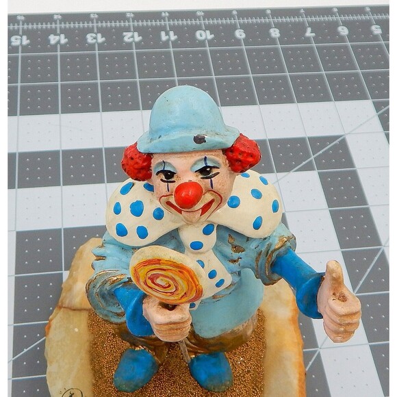 Ron Lee Clown With Lollipop Sculpture Signed 1980 Onyx Base - Picture 5 of 13